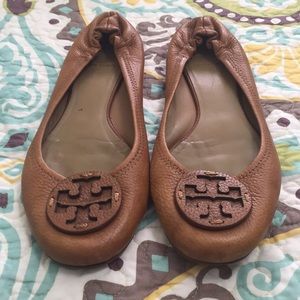 Tory Burch Reva Flats- Cognac Leather